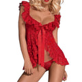 Plus Size Lace Lingerie Set with Sheer Nightgown