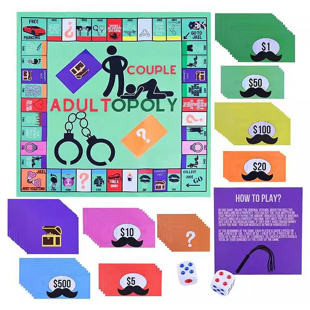 Couple Board Game Adultopoly Board Game Couple Board Game Entertainment Board Cards Games Couples Outdoor Portable Game ﻿Gifts