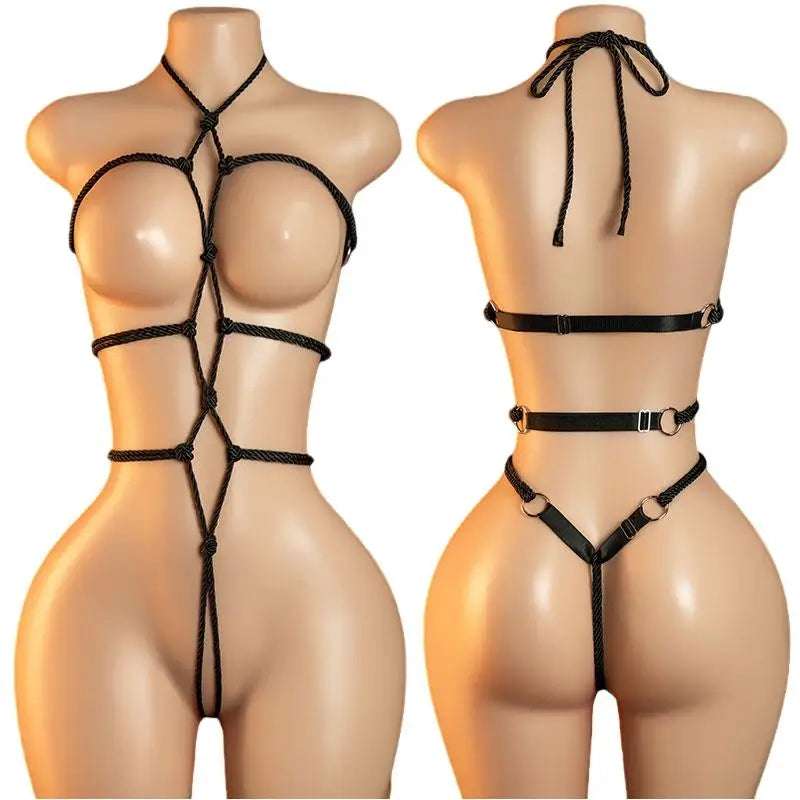 Fishnet Crotchless Bodysuit — Bondage Lingerie for Couples