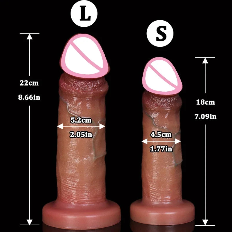 Realistic Dual Silicone Dildo with Suction Cup – Foreskin Design