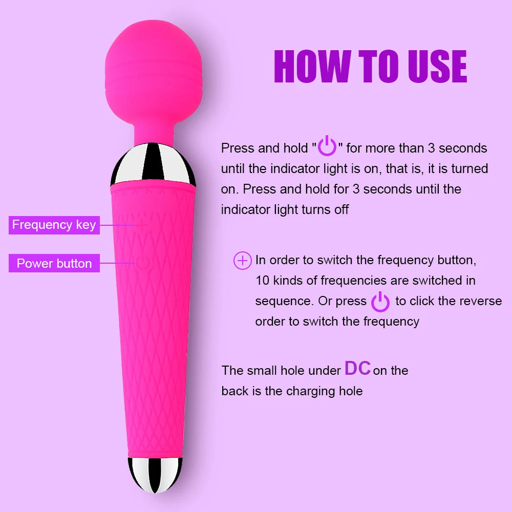 Magic Wand Clitoris Vibrator Massager – USB Rechargeable AV Wand