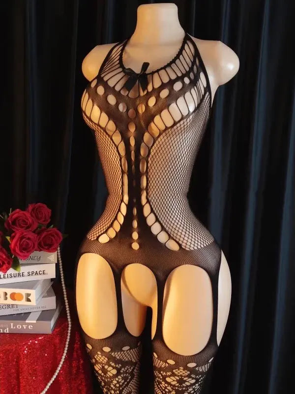 Fishnet Crotchless Bodysuit — Bondage Lingerie for Couples
