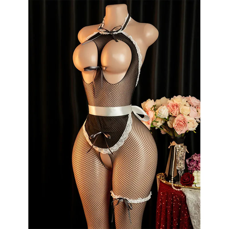 Fishnet Bondage Bodystocking for Couples – Crotchless Lingerie