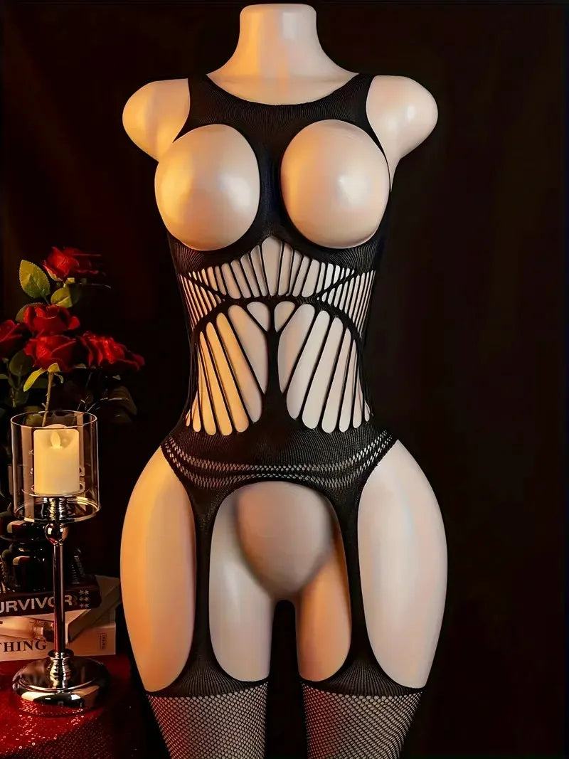 Fishnet Bondage Bodystocking for Couples – Crotchless Lingerie